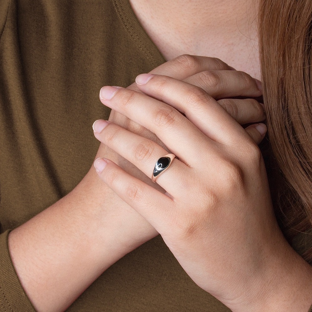 Black Resin Dot Ring | Sterling Silver 925